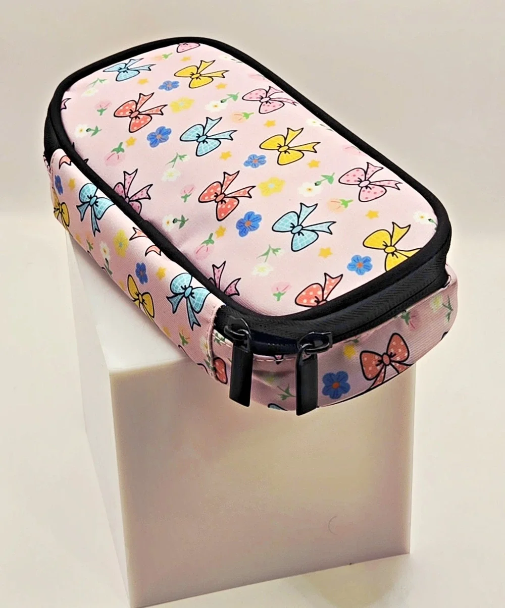 Cute Pink Bow Pencil Case Bag – Large Capacity Zipper Pouch for Girls, School Su